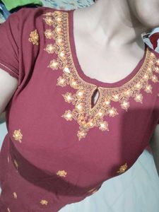 Elegant Maroon Embroidered Kurta