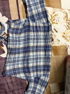 Blue Plaid Tie Front Top