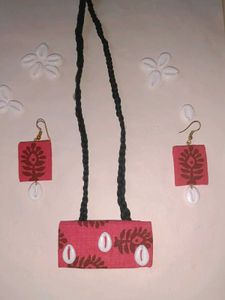 Handmade Fabric & Shell Jewelry Set