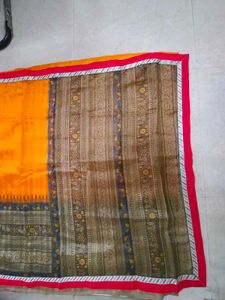 Mustard+ Orange 🍊 Saree With Blouse