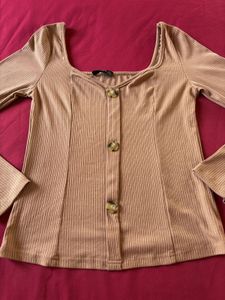 Shein Brown Full Sleeves Top