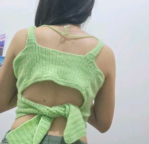 Lime Green Knit Crop Top
