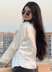 Silky White Button-Down Shirt