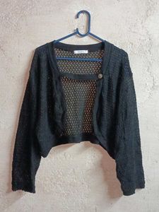 Oversized See-through Crop Shrug Black 🖤