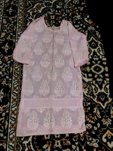Pink Embroidered Kurta with salwar