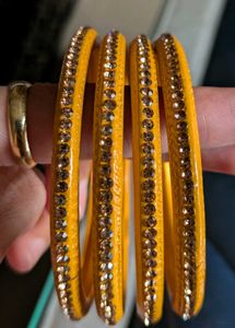 Yellow Bangle Set Of 4