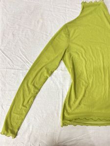 Chartreuse Sheer Long Sleeve Top