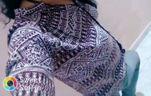 Shirt Top Brown Print On White Base