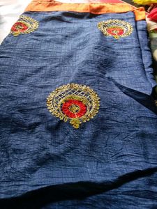 Blue Embroidered Sari