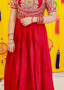Red Embroidered Anarkali Dress