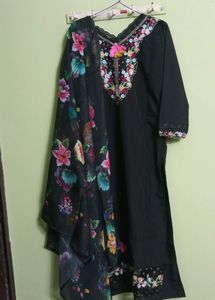 New/Unused Embroidery Chanderi Silk Kurta Set