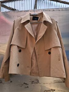 Tan Cropped Trench Coat (Double Breasted)