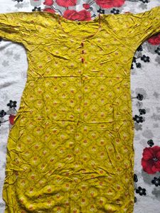 Yellow Printed Kurta