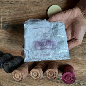 Set Of 62 Carrom Coins + 4 Strikers + Boric Powder