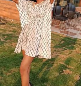 White Printed Kaftan Dress