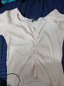 Ribbed Ruched Front Top