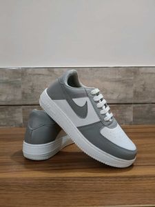 Grey & White Fashion Sneakers