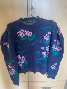 Blue Floral Sweater