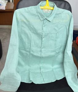 Celio Light Green Premium Linen Long Sleeve Shirt