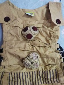 Cotton Jacket Frock In Khakhi