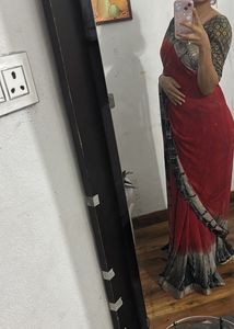 Red &amp; Black Saree