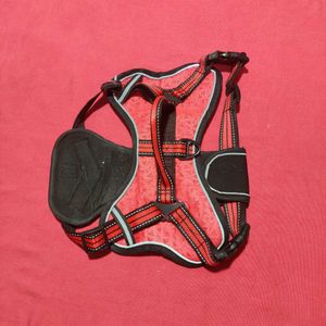 Red &amp; Black Dog Harness with Leash Size L