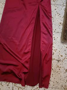 Red Satin Slit dress