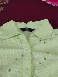 Green Eyelet Top