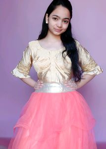 Stiched Ruffled Skirt With Unstiched Blouse Piece