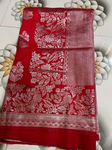 New Chilli Red Colour Saree😍🔥