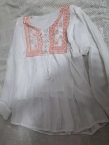 White Embroidered Tunic Top