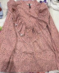 Cute Pink Polka Dot Frill Top