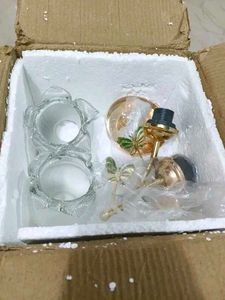 Stylish Sconce Wood Glass Wall Lamp Pack Of 2