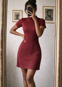 Ribbed Mock Neck Bodycon Dress