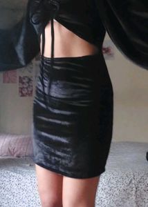 Black Long Sleeve Cutout Velvet Dress