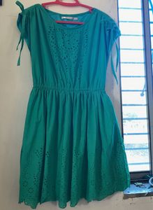 Cute Green Eyelet Mini Dress - Moon Basa
