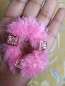 Colorful Fuzzy Scrunchies - Set of 7