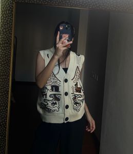 Embroidered Spring  Creamish White VEST