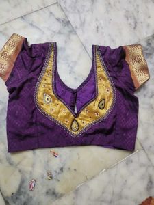 Embroidered Purple &amp; Gold Blouse