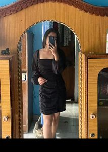 LBD Black Dress With Ruched Laces