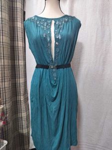 Freesize Teal Embellished Casual Dress
