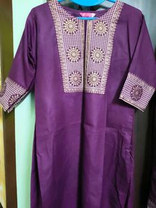 New Modern Purple Embroidered Kurta Set