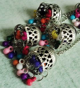 Long Silver Jhumka Earrings.