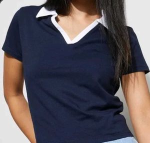 Navy Polo Top with  Collar