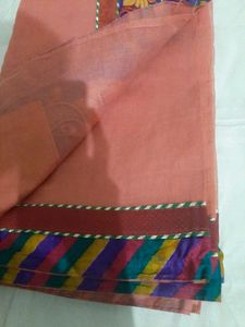 Coral Supernet Heavy Border Saree