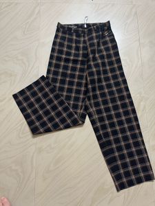 Plaid Wide Leg Trousers