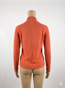 Lacoste Orange Knit Zip Up Sweater