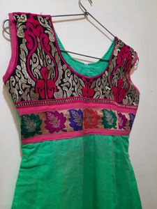 Green Embroidered Anarkali Dress