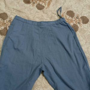 Blue Kurta Pant Set With Dupatta