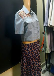 Teal Supreme Quality Cotton Shirt, Multicolored Sequins